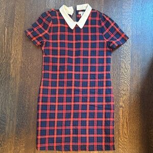 Plaid Dress with White Collar